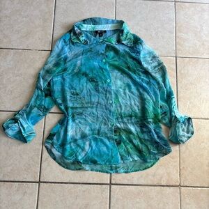 AB Studio Turquoise and Teal Blouse